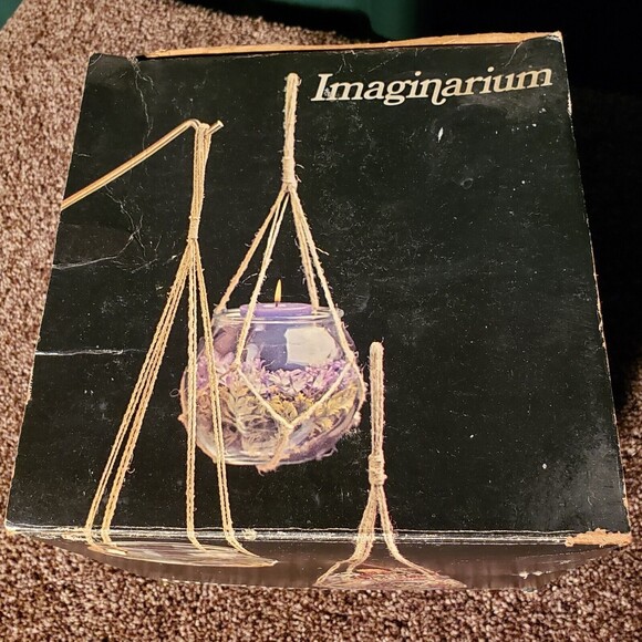 VTG Anchor Hocking Imaginarium 8" Round Bowl Hanging Macramé Net Terrarium NOS - Picture 6 of 7